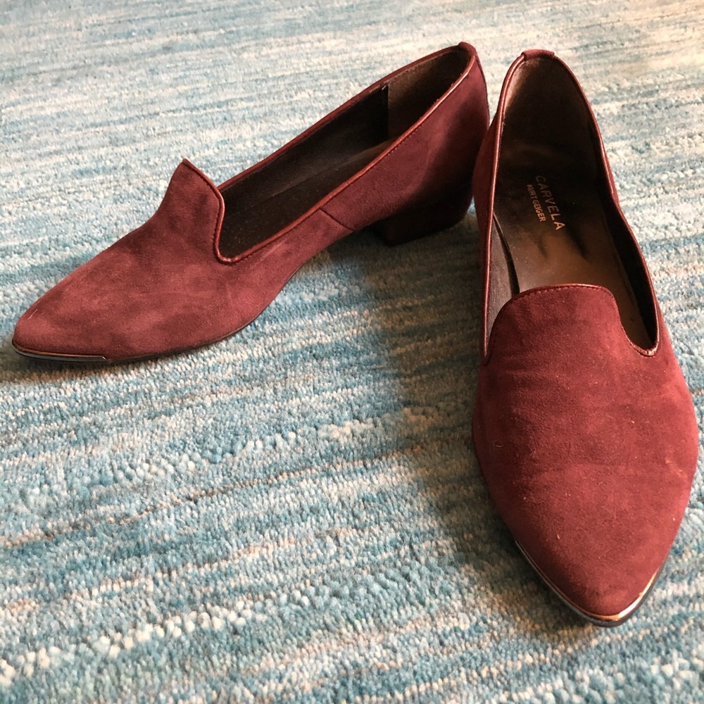 Carvela Kurt Geiger suede plum loafers.